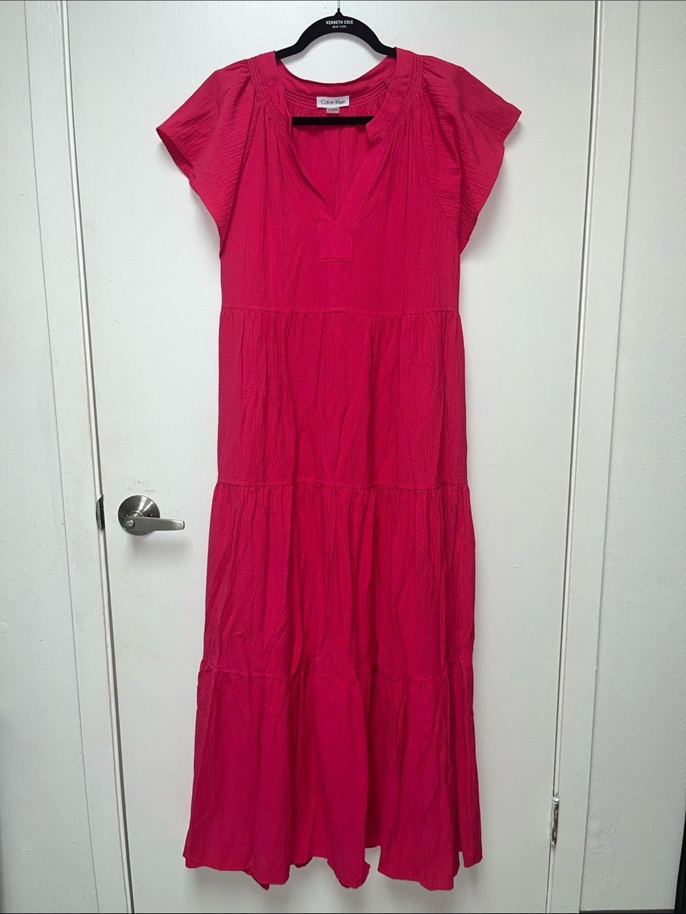 Calvin Klein Hot Pink Tiered Maxi Dress